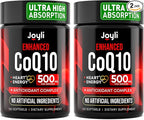 JOYLI Nutrition 2 Pack CoQ10 500mg - High Absorption Coenzyme Q10 Supplement - Co Q 10 for Energy & Vitality - Alternative to CoQ10 400mg & 300mg - 240 Softgels