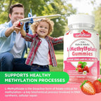 softbear L-Methylfolate Gummies 15mg for Kids & Adults, Organic Methylfolate Supplement 5-MTHF Plus Methyl B12, B1, B2, B6 Support MTHFR Gene, Cognition Function, Strawberry Flavor 120 Count