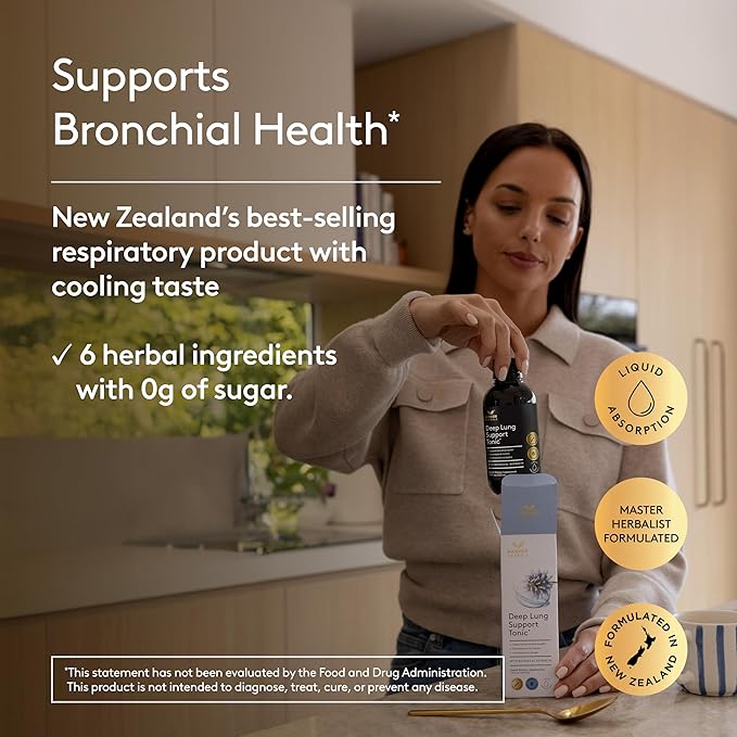 Deep Lung Support Tonic, Herbal Formula for Respiratory Health, Clear Breathing, Bronchial Congestion, Plant-Based - 7.8 fl oz (15 Servings)