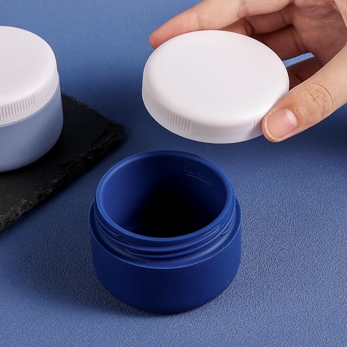 Kuangre Travel Containers for Toiletries, Silicone Cream Jars BPA-Free, Leak-proof 2oz Travel Size Containers, Portable Size Silicone Jars with Lid for Cosmetic Face Hand Body Cream (4 Pack)