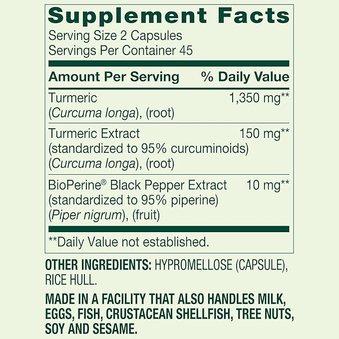 Spring Valley Turmeric Curcumin Supplement – Ultra Strength 1,500 mg, 90 Vegetarian Capsules, Supports Joint & General Wellness (Packaging May Vary)