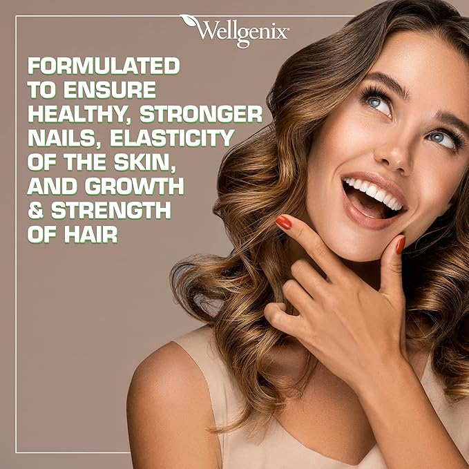 Wellgenix Purvana Hair Skin and Nails Supplement – 2500mcg Biotin Softgels with MSM & B-Complex – Daily Beauty Support for Stronger Nails & Hair Vitality – 180 Softgels (2 Pack)