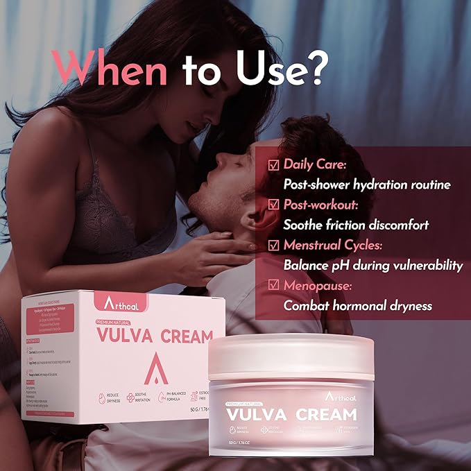 Vulva Moisturizing Cream for Women | Estrogen-Free Menopause Support, pH Balanced Formula | Vaginal Moisturizer Natural Ingredients for Dryness, Itching, Irritation, Odor Relief | 1.76oz