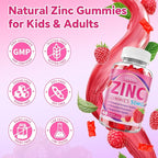 Zinc Picolinate Gummies 50mg for Kids & Adults, Chewable Zinc Supplements for Women & Men Supports Immune System & Cellular Health & Antioxidant, Vegan/Sugar-Free, Raspberry Flavor 60 Count