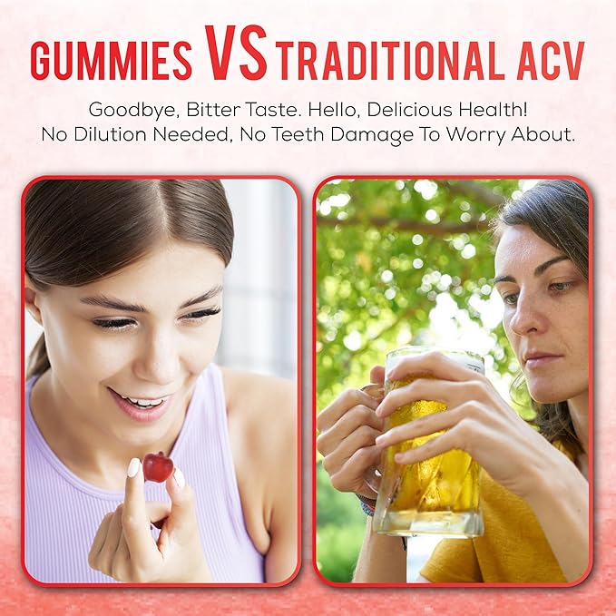 Apple Cider Vinegar Gummies with Vitamins - Delicious Apple Flavor for Women's Health, Metabolism Support & Digestive Wellness, 1000mg ACV with B12, B6, Folic Acid, 120 Vegan Gummies