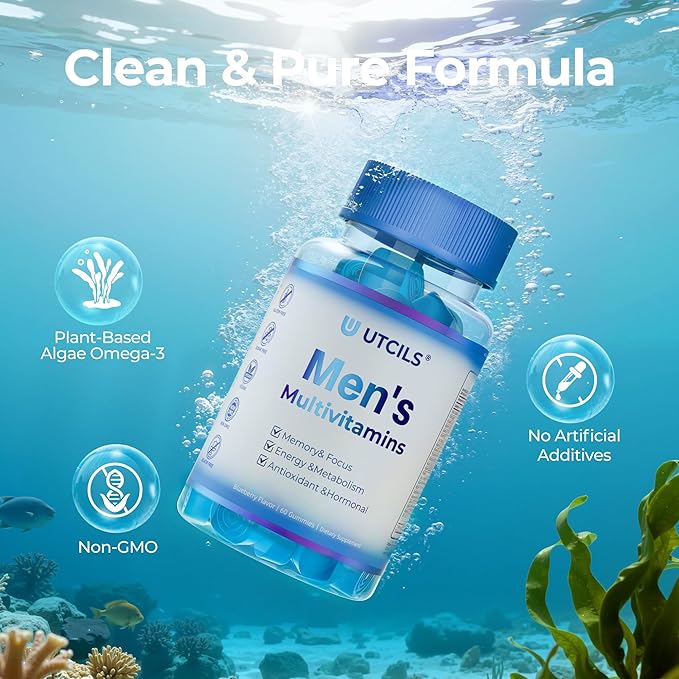 Mens Multivitamin Gummies for Men Daily - Zero Sugar Adult Gummy Vitamins with Saw Palmetto, Omega 3 DHA EPA, Probiotics 5B CFU, CoQ10, Turmeric Ginger for Prostate, Heart, Brain & Energy Support