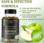 Soursop Leaves & Soursop Fruit Gummies - Sugar Free Soursop Graviola Gummies - 3000mg Soursop Extract - 3 Pack Graviola Supplement - Soursop Fruit and Leaf - 60ct - Non-GMO – Vegan Friendly