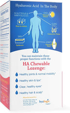 Hyalogic Hyaluronic Acid Chewable Lozenge - Chewable Tablets for Joints, Skin Care & Eyes – Vegan, Sugar-Free and Berry Favored Hyaluronic Acid Supplements (60 Count)