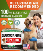 Glucosamine Treats for Dogs - Joint Supplement w/Omega-3 Fish Oil - Chondroitin, MSM - Advanced Mobility Chews - Joint Pain Relief - Hip & Joint Care - Hickory Bacon Flavor - 120 Ct - Made in USA