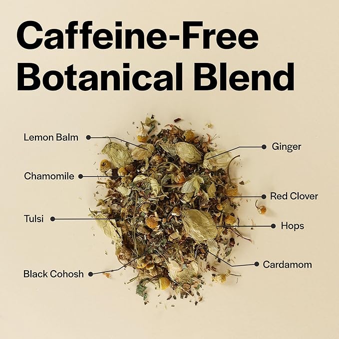 Herbal Tea Loose Leaf, Black Cohosh Tea with Chamomile, Red Clover, Tulsi- Caffeine Free, No Plastic -Made in USA, 40 Servings