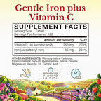 Vitalitown Iron Supplement for Women Men, High Potency 65mg Iron with Vitamin C 250mg, Less Constipating, Better for Blood Building & Energy Improvement, No Gluten, Non-GMO,120 Vegan Iron Pills
