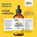 Wild & Organic Mood Support Supplement - Natural Liquid Drops for Positive Energy - Calm Mind Supplement for Women and Men - Non-Alcohol Ashwagandha & Rhodiola Rosea Root Tincture for Good Mood - 4 oz