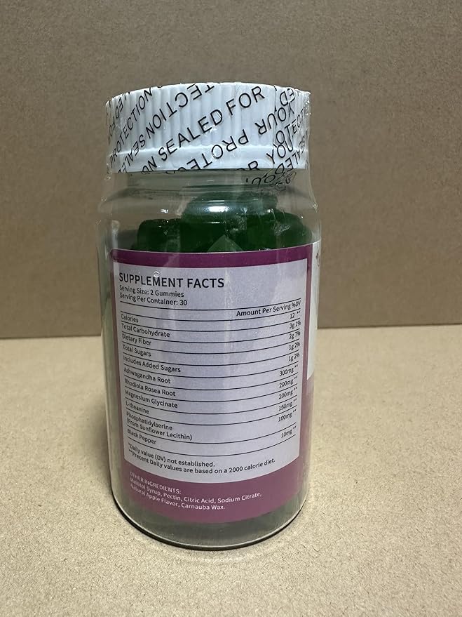 Cortisol Gummies For Women- Promote Relaxation and Support Mood- Natural Ingredients with Ashwagandha, Rhodiola Rosea, etc. Cortisol Manager Gummies for Adrenal Support,Vegan,Apple Flavor,120 Count