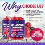 Melatonin 10mg Gummies with 10mg of Melatonin Per Gummy (60 Servings) - Maximum Strength Sleep Support for Adults - Gluten-Free, Non-GMO, Vegetarian, Great Tasting Mixed Berry Flavor - 60 Servings