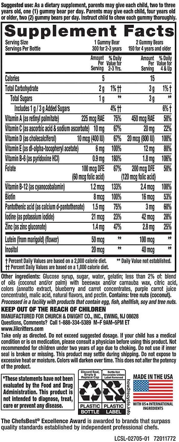 Gummy Vites Children's Chewable Gummy Bear Multivitamin Dietary Supplement, 300 Count