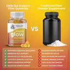 Fiber Glow Gummies – Prebiotic Fiber Gummies for Adults with Chicory Root for Digestive Health, Regularity & Gut Wellness - Vegetarian, Non-GMO, Orange & Mixed Berry Flavored, 60 Count