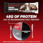 MUSASHI High Protein Bar, 45g Protein, 2g Total Sugars, Milk Chocolate Brownie, Post Workout and Protein Snack On The Go, 12 Pack of 3.2oz (90g) Bars