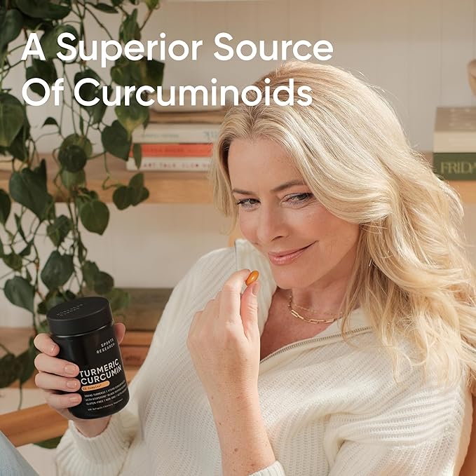 Sports Research® Turmeric Curcumin C3 Complex® w/BioPerine Black Pepper Extract & Organic Coconut Oil - Standardized 95% Curcuminoids · Non-GMO · Gluten Free - 120 Count Softgels