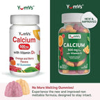 YUM-V'S Calcium 500mg with Vitamin D3 - Raspberry & Orange Flavor Calcium Vitamin D Gummies, Chewable Calcium Supplement for Kids & Adults, Vitamin D Calcium Gummies (60 Count (Pack of 2)