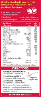 Feroglobin Gentle Iron and Nutrient Liquid - Reduce Tiredness and Fatigue | Maintain Health and Vitality | Natural Iron Source