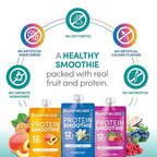 Designer Wellness Protein Smoothie, Real Fruit, 12g Protein, Low Carb, Zero Added Sugar, Gluten-Free, Non-GMO, No Artificial Colors or Flavors, Super Fruits Variety Pack, 12 Count