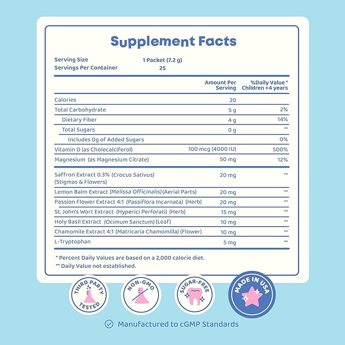 JoySpring Saffron for Kids – Mood Magic Pixie Sticks with Magnesium Citrate & Vitamin D3 – Herbal Saffron Extract Drink Mix, Sugar Free Cherry Lime Powder | 4+ Years | 25 Servings