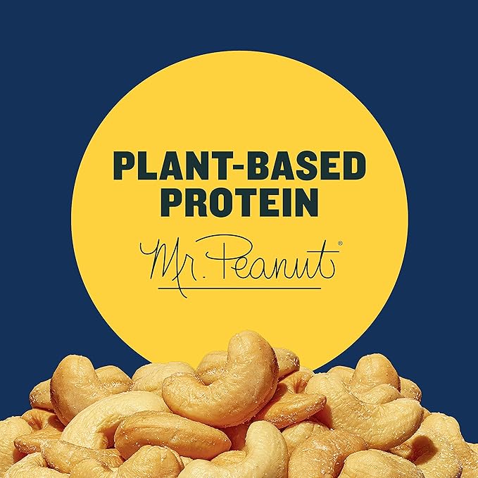PLANTERS Deluxe Salted Whole Cashews,Party Snacks,Plant-Based Protein,Quick Snack for Adults,After School Snack,Roasted Cashew Flavored with Sea Salt,Bulk Nuts,Kosher,1 lb 2.25oz Canister,(Pack of 4)