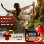 VitaUp Mushroom Supplement - USA Made 10 in 1 Mushroom Gummies - Mushroom Complex with Lions Mane, Cordyceps, Turkey Tail, Reishi, Shiitake for Cognitive & Immune Support - 60 Count