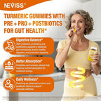 Sugar Free Turmeric Curcumin Filled Gummies 550mg for Adults, Ginger & Black Pepper | 95% Curcuminoids w/Prebiotic Probiotic & Postbiotic Blend, Support, Immune & Digestive Health, Vegan, 2Pack