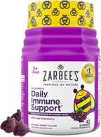 Zarbee’s Kids Elderberry Immune Support Supplement Gummies, Vitamins A C D3 E & Zinc, Elderberry Extract, Gluten & Gelatin Free, No Artificial Flavors, Natural Berry Flavor, Ages 2+, 42 Ct
