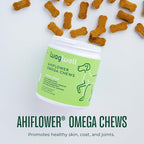 WagWell Ahiflower Omega Chews for Dogs | Vet-Formulated Health Supplement for Joints, Skin, Coat | Plant-Based Omega 3-6-9 | for Dogs of All Ages & Sizes, All Natural, Made in USA | 60 Chews
