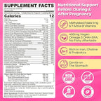 Prenatal Vitamins for Women Multivitamin Gummies w/ Methylfolate 1mg, Choline Omega-3(DHA+EPA) Iron, Postnatal Vitamins for Women Breastfeeding | Before,During & After Pregnancy,Sugar Free,Vegan,60Cts