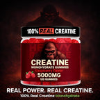 Creatine Monohydrate Gummies 5g Sugar Free Creatine with Vitamin B12 and L-Taurine | Muscle Growth for Men and Women | Low Calorie Formula 120 Gummies for 30 Servings, Raspberry