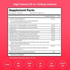 Kidney Cleanse Detox | 22-in-1 Kidney Support Supplement | 25,000mg Cranberry Pills Extract | Extra Strength Repair & Flush Premium Formula | Urinary Tract Health for Women & Men | 60 Vegan Capsules
