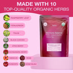 Organic Hormone Balance Tea for Women – Raspberry Leaf Tea with Fenugreek, Tulsi & Black Cohosh – Herbal Hormone Balance tea for PMS (Cramps, Mood, Bloating), Menstrual Cycle & Perimenopause Support