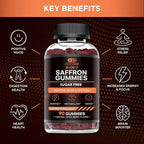 Effective Nutra Saffron Gummies for Adults 88.5mg - Mood Support & Stress Relief with GABA, Passion Flower - 5-in-1 Formula - Sugar-Free, Vegan, Non-GMO, Made in USA - 90 Count (45-Day Supply)