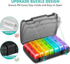 Pill Organizer 3 Times a Day, Fullicon Large Weekly Pill Case 7 Day, Daily Pill Box with 21 Compartments, Pill Dispenser Supplement Holder for Pills/Vitamin/Fish Oil - Multi-Colored