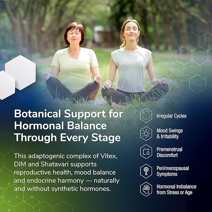 Vitex + DIM + Shatavari Hormone Balance Supplement – PMS, Menopause & Cycle Support for Women – Adaptogenic Complex with Maca, Ashwagandha, Dandelion – Vegan (2-Pack)