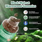 Black Walnut Wormwood Detox Gummies - Organic Herbal Extract with Pumpkin Seeds, Oregano Oil for Gut Health, Supports Digestive & Microbial Balance, Non-GMO & Gluten Free Supplements - 60 Count
