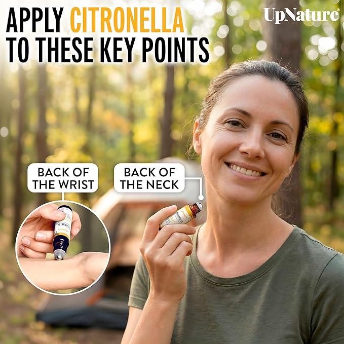 UpNature Citronella Oil Roll On – Camping Essentials - 100% Natural Citronella Essential Oil for Skin