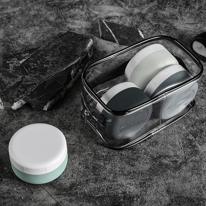 Kuangre Travel Containers for Toiletries, Silicone Cream Jars BPA-Free, Leak-proof 1.35oz Travel Size Containers, Portable Size Silicone Jars with Lid for Cosmetic Face Hand Body Cream (4 Pack)