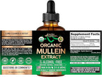 Mullein Drops for Lungs - USDA Organic Liquid - Mullein Leaf Extract Supplement - Made in USA - Lung & Bronchial Cleanse for Smokers - Respiratory Health Support - As Tincture, Tea, Pills - 2 fl oz