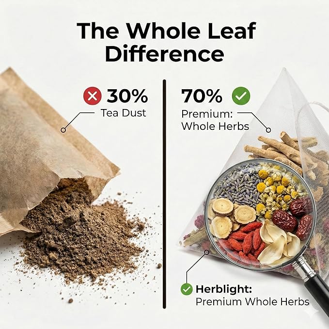 Herblight Bedtime Tea with Valerian Root & Ashwagandha (2 Pack) - 30 Bags Value Set - Caffeine-Free Herbal Tea for Sleep Support & Deep Relaxation - Premium Whole Leaf Blend