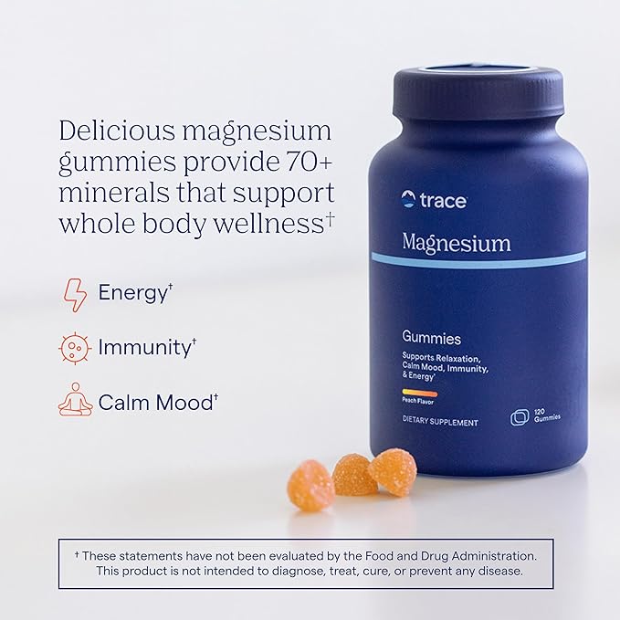 Trace Minerals Magnesium Gummies -Supports a Calm Mindset - Magnesium Chewables for Kids & Adults - Bone, Digestion, Heart Health & Immune Support - Tangerine Flavor - 120 Count (120 Servings)