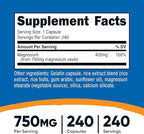 Nutricost Magnesium Oxide 750mg, 240 Capsules - 420mg of Magnesium, Non-GMO, Gluten Free