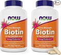 NOW Foods Extra Strength Biotin 10,000mcg / 10 mg - 200 Veg Capsules (Pack of 2) - Hair, Skin, Nail - Supplement for Men and Women - B7 Vitamin - Vegetarian, Vegan, Non-GMO