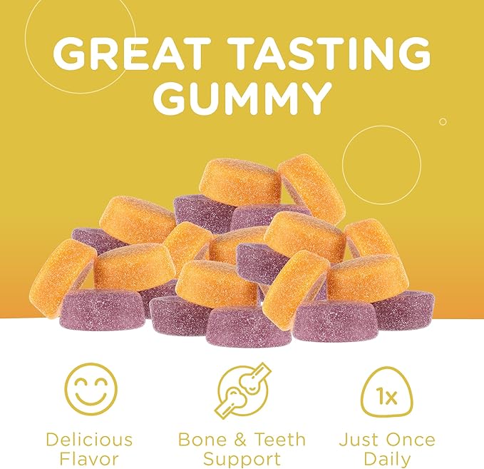 Zahler Yummy Kids Calcium Gummies - Kids Calcium Vitamin D Gummies - Non-GMO Gluten Free 250mg Calcium Supplement with Vitamin D3 - Support Strong Bones & Teeth in Toddlers and Children (60 Count)