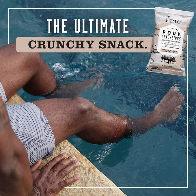EPIC Maple Bacon Seasoning Artisanal Pork Cracklings, Keto and Paleo Friendly, Protein Snacks, 2.5 oz