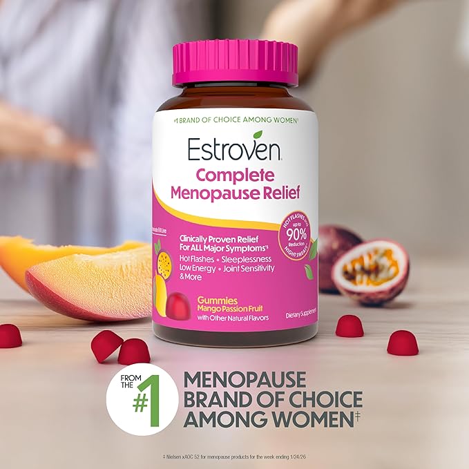 Estroven® Complete Menopause Relief Gummies for Women Mango Passionfruit Flavor, 30 Count, Hormone Free and Drug Free Daily Supplement for Hot Flashes and Night Sweats