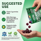 Clean Nutra Moringa Gummies | Pure Moringa Powder Supplement + Ashwagandha Turmeric Spirulina & Ginger Energy, Skin, Immune & Gut Health Green Superfood - Moringa Capsules Alternative